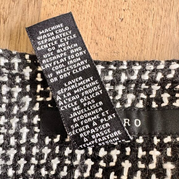 Sandro Paris Tweed Moto Style Collarless Blazer with Zipper Black/White - Picture 8 of 11